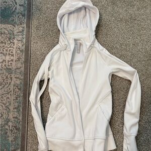 Athleta White Zip-Up Triumph Hoodie